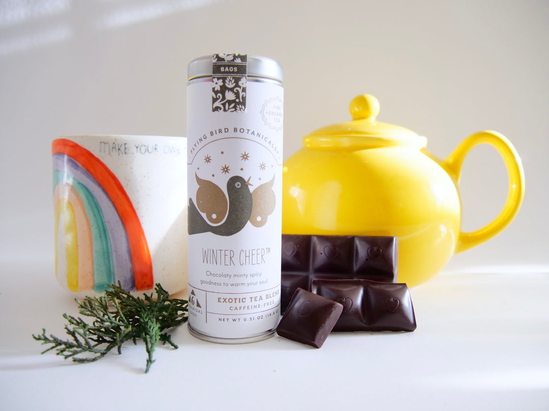 "Winter Wellness" Gift Box: Chamomile Eye Pillow, Uplifting Teas, Honey, Soy Candle & Greeting Card (Winter Dreaming)