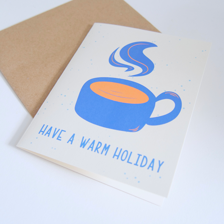 Warming Holiday Mug on White Cream Backgrounds Greeting Cards + Matching Envelope, Blank Inside - Assorted (Winter Wishes)