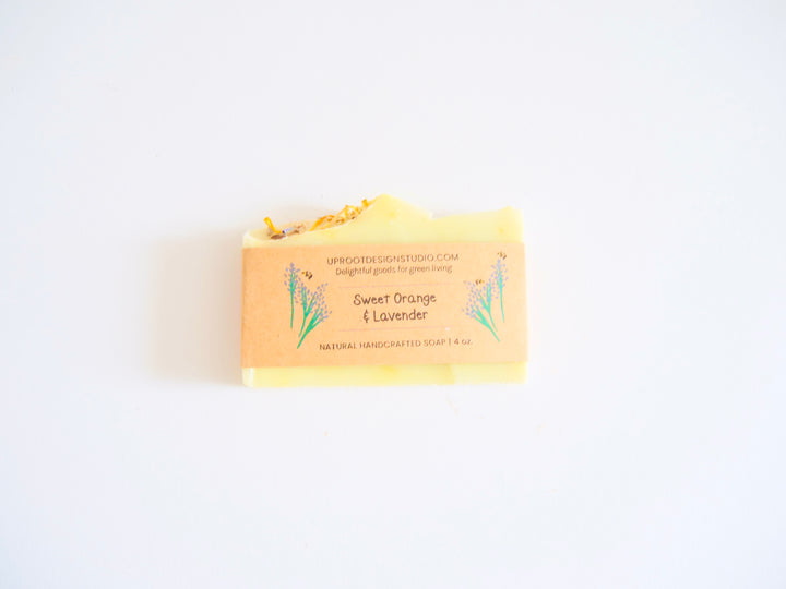 Sweet Orange & Lavender Handmade Scented Soap w. Foraged, Natural, Organic Ingredients for a Refreshing Spa Experience