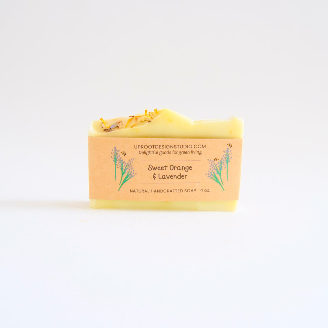 Sweet Orange & Lavender Handmade Scented Soap w. Foraged, Natural, Organic Ingredients for a Refreshing Spa Experience