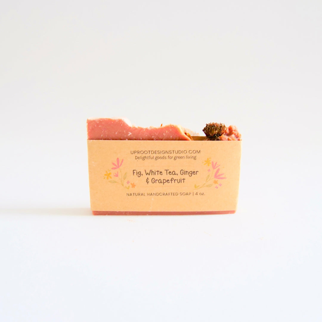 Fig, White Tea, Ginger & Grapefruit Handmade Scented Soap w. Foraged, Natural, Organic Ingredients for a Refreshing Spa Experience