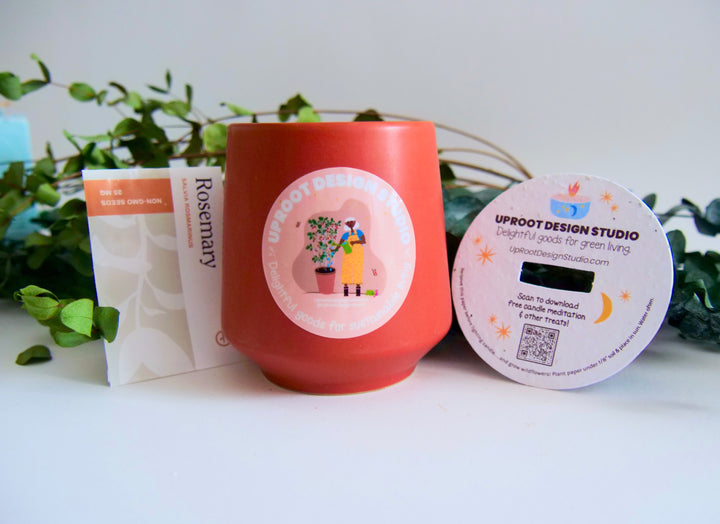 Assorted Scented Soy-Blend Rooted Ceramic Candle + Planter with Non-GMO Seeds (Modern Sprout)