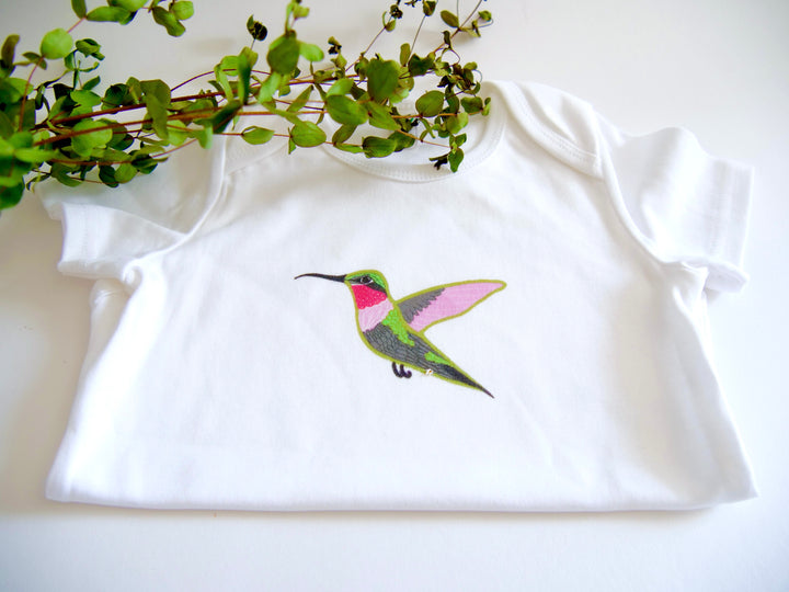 Hummingbird Organic Onesie - White (Celebrate Pollinators)
