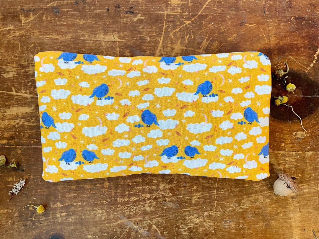 Scented Serenity Eye Pillow - Birds on Yellow (Winter Dreaming Collection)