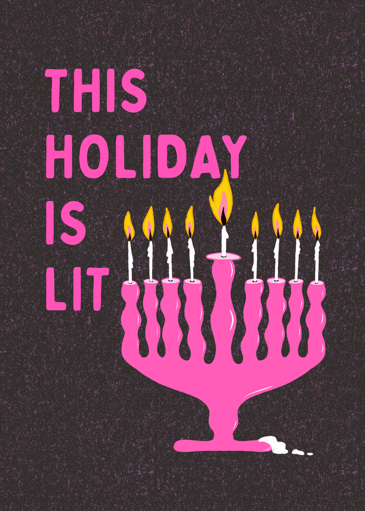 "Lit Holiday" Hand-Drawn Eco-Greeting Holiday Cards for Hanukkah