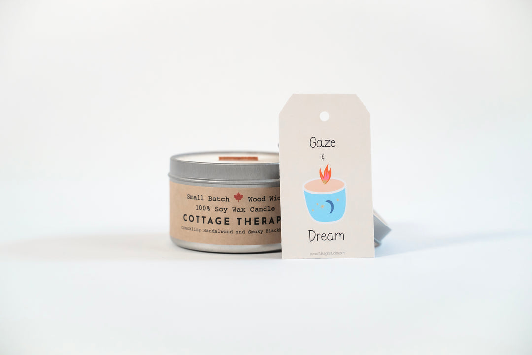 "Cottage Therapy" Soy Crackling Wick Eco-Candle - Crackling Sandalwood & Smoky Blackberry Scent (Shine On / Winter Dreaming)