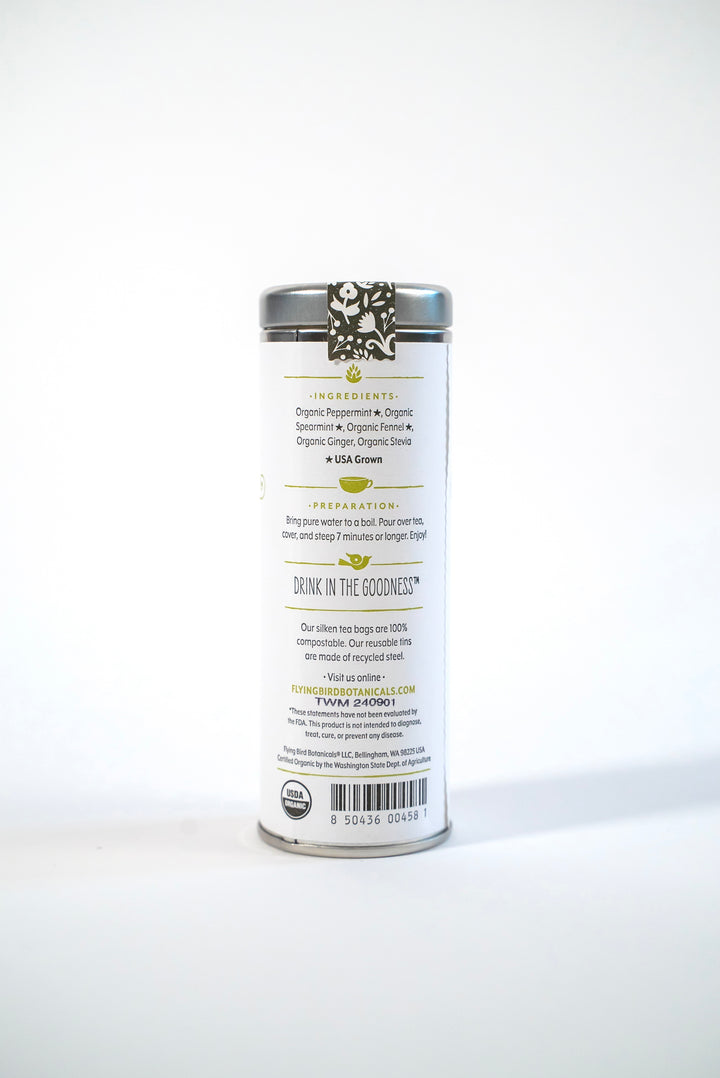 "Twilight Mint" Tea Time Tin: 6 Eco-Bags of Organic Tea (Sweet & Spicy Mint, Caffeine-Free)
