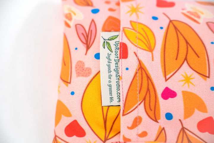 Scented Serenity Eye Pillow - Falling Leaves & Teacups on Pink (Winter Dreaming Collection)