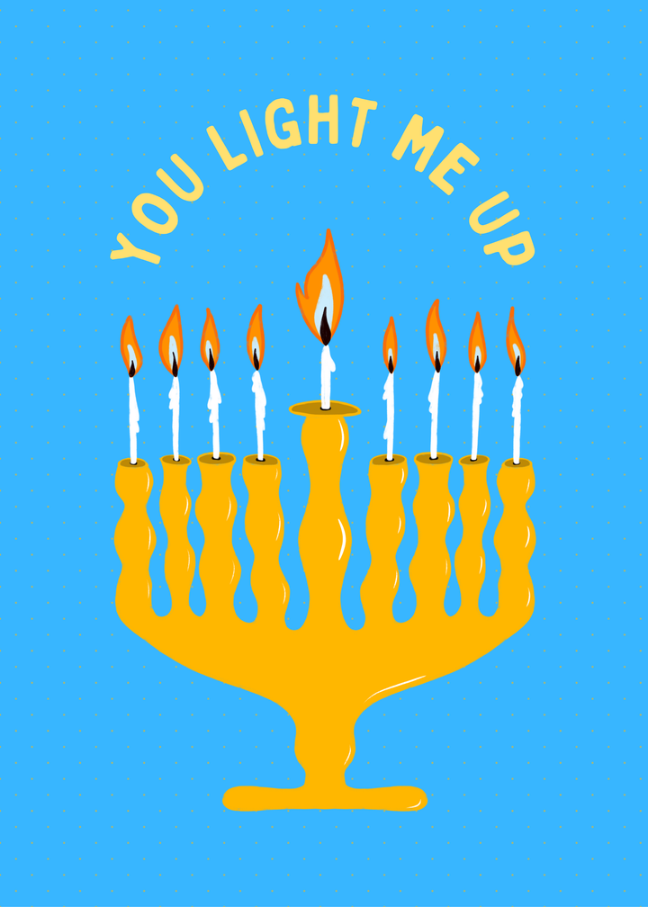 "Lit Holiday" Hand-Drawn Eco-Greeting Holiday Cards for Hanukkah