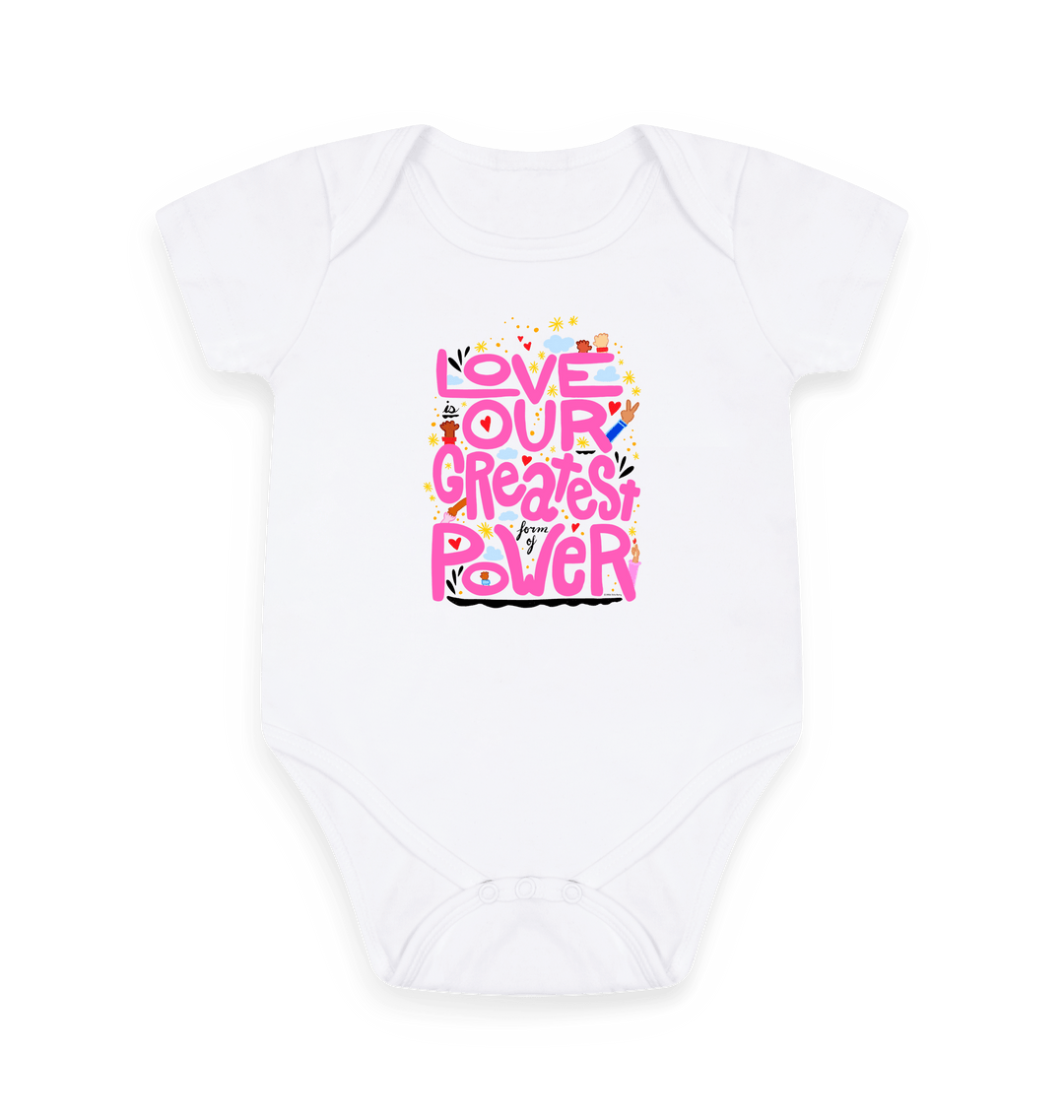 White Printed baby grow Front
