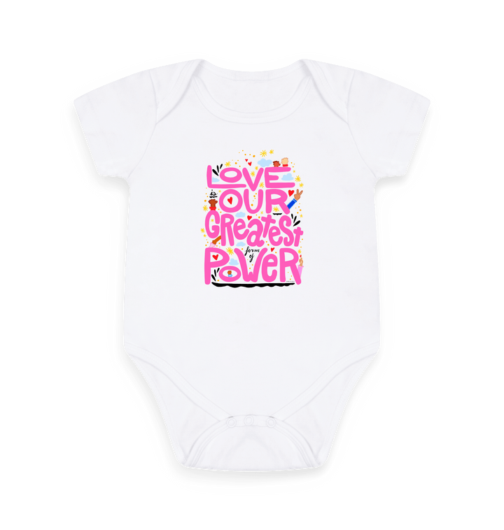 White Printed baby grow Front