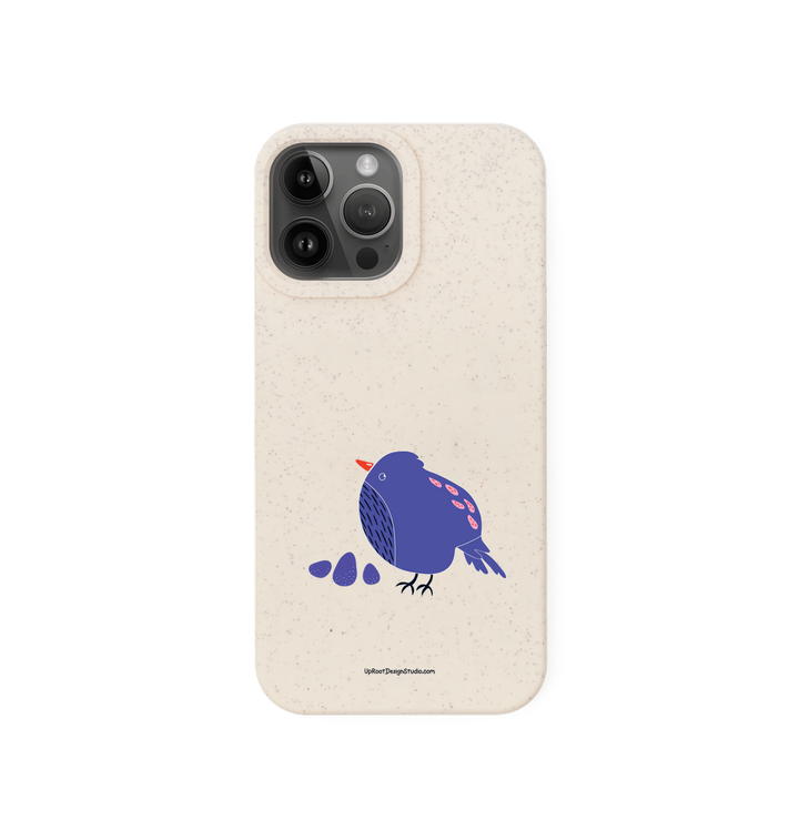 Natural Blue Pouf Bird Eco-Friendly Phone Case (Oatmeal)