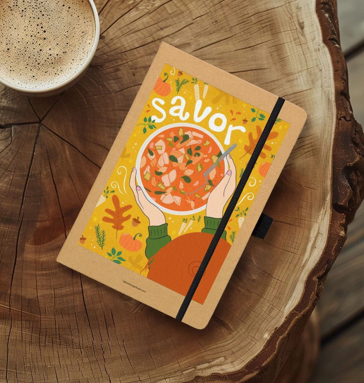 Savor Autumn Soup & Vegetables Eco-Friendly Recycled Journal (Kraft)