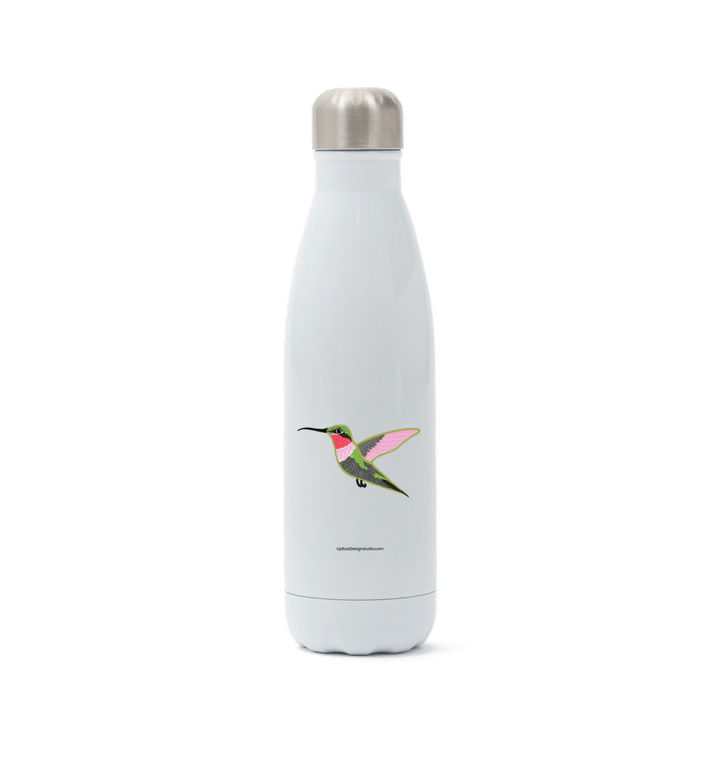 White Hummingbird Eco-Friendly Insulated Metal Water Bottle (White)