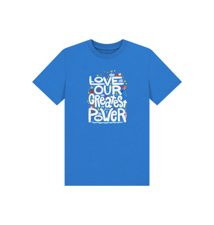 Bright Blue Printed Kids T-Shirt Front