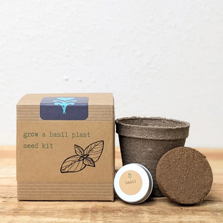 Eco Wellness Kit: Basil Mindful Growing Kit, "Rooted" Meditation Card + Mindfulness Journal (Get Growing)