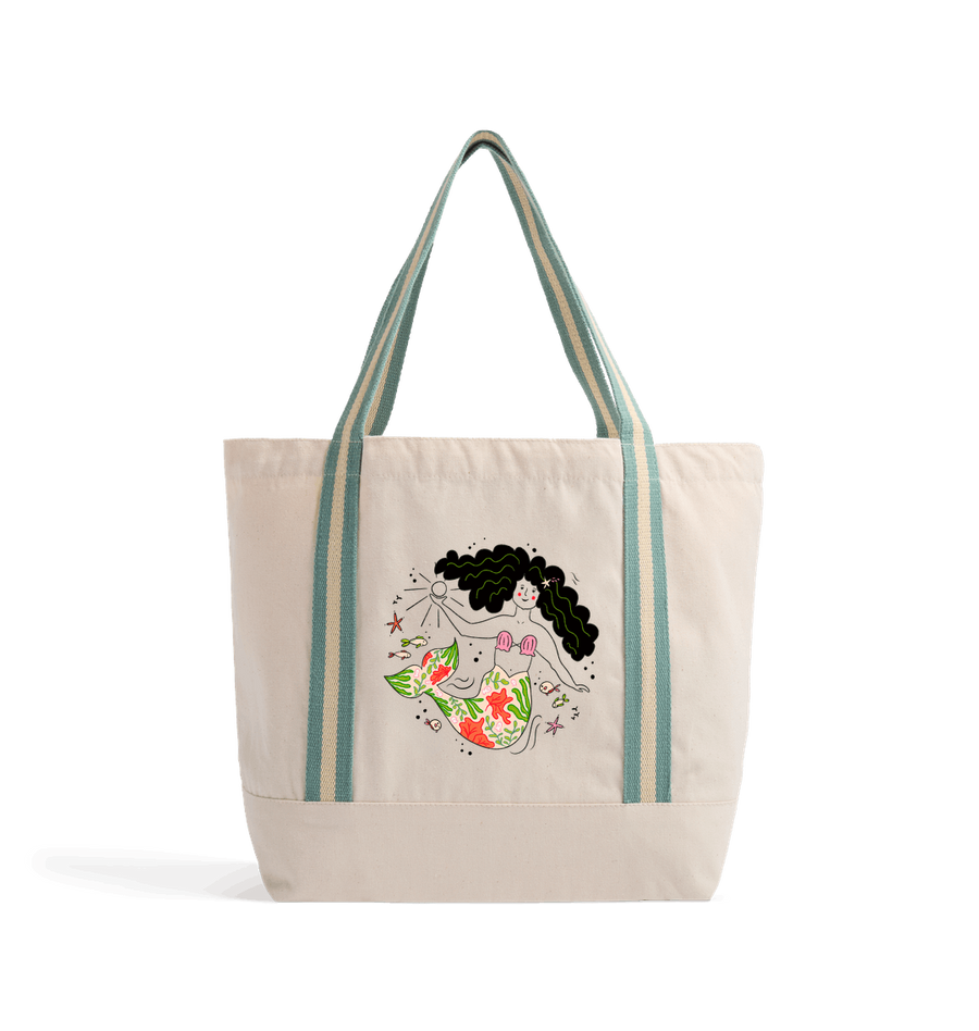 Natural/Sage Green Heat Transfer Bag Front