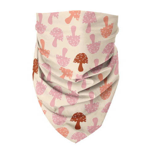 100% Organic Cotton Hand-Sewn Pet Bandana with "Magical Mushrooms" Pattern - Assorted Colors (Green Paws)