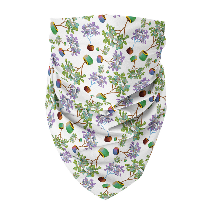 100% Organic Cotton Hand-Sewn Pet Bandana with Adorable Hand-drawn "Fiddle Leaf Fiesta" Pattern (Green Paws)