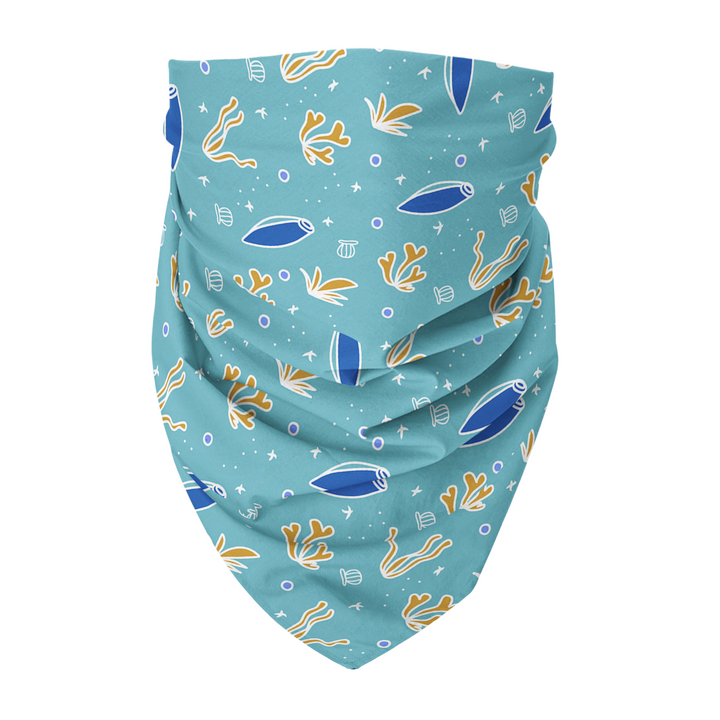 100% Organic Cotton Hand-Sewn Pet Bandana with "Ocean Bubbles" Pattern - Assorted Colors (Green Paws)