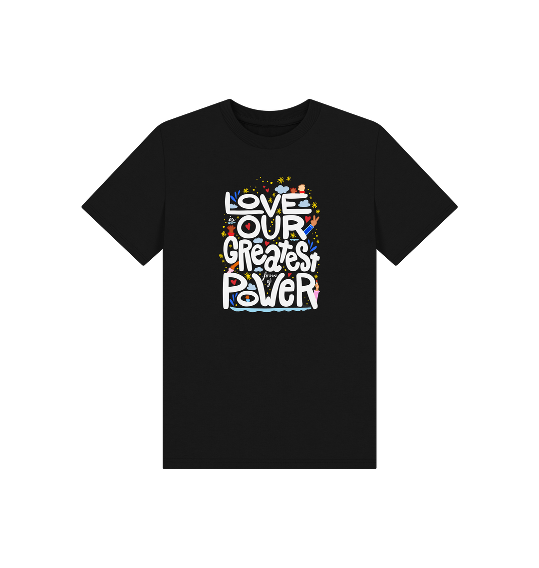 Black Printed Kids T-Shirt Front