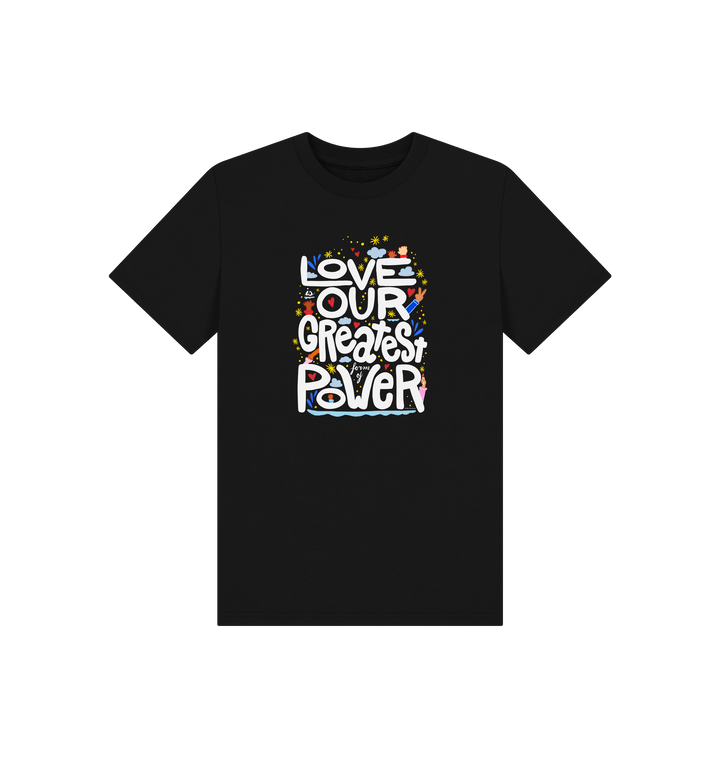 Black Printed Kids T-Shirt Front