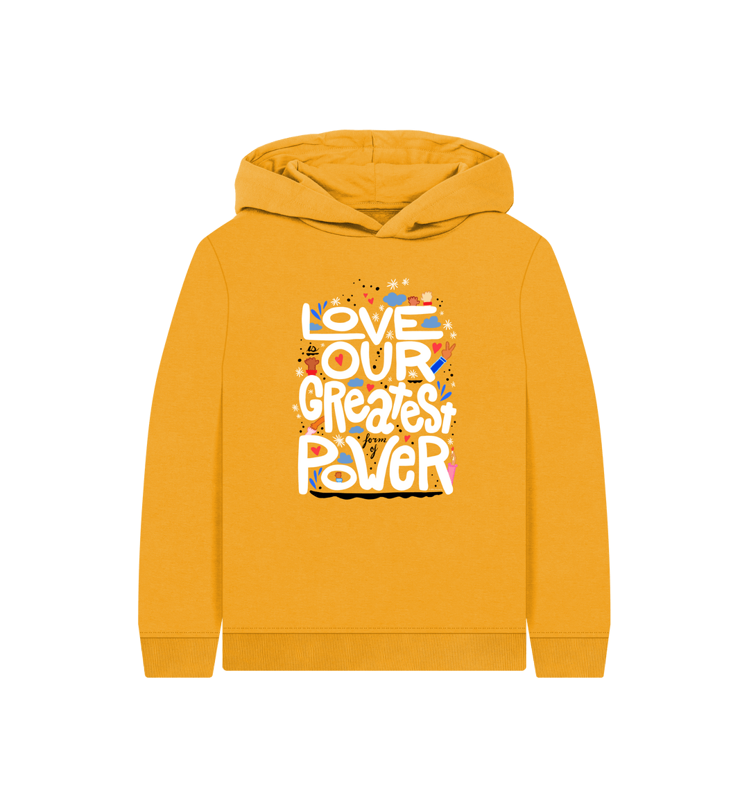 Mustard Printed Kids Hoodie Front