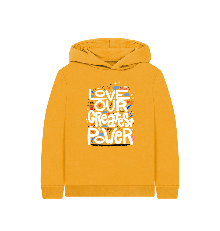 Mustard Printed Kids Hoodie Front