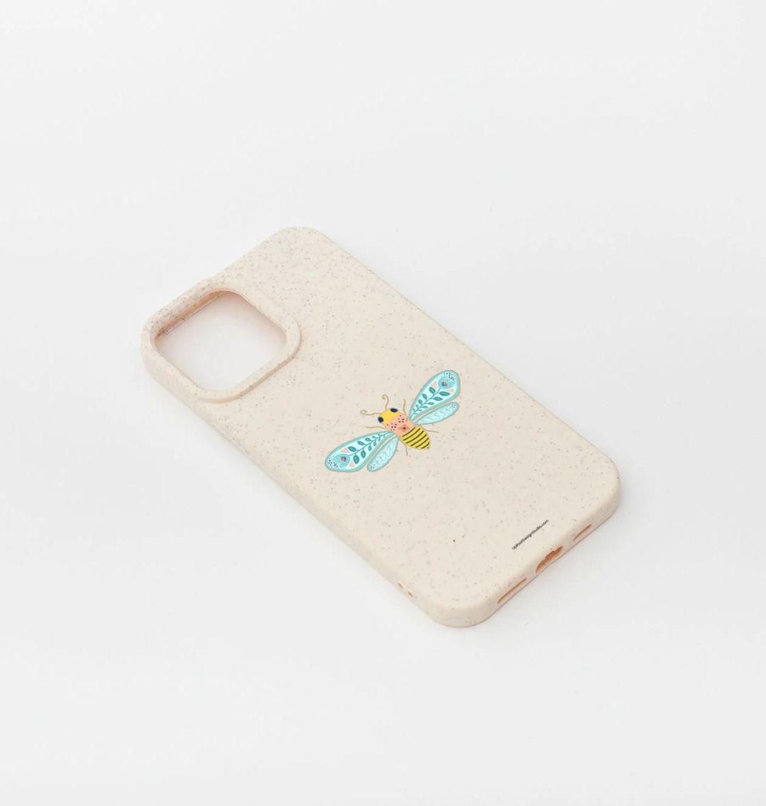 Folk Art Teal & Peach Bee Eco-Friendly Phone Case (Oatmeal)