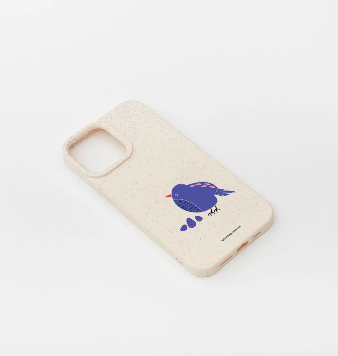 Blue Pouf Bird Eco-Friendly Phone Case (Oatmeal)