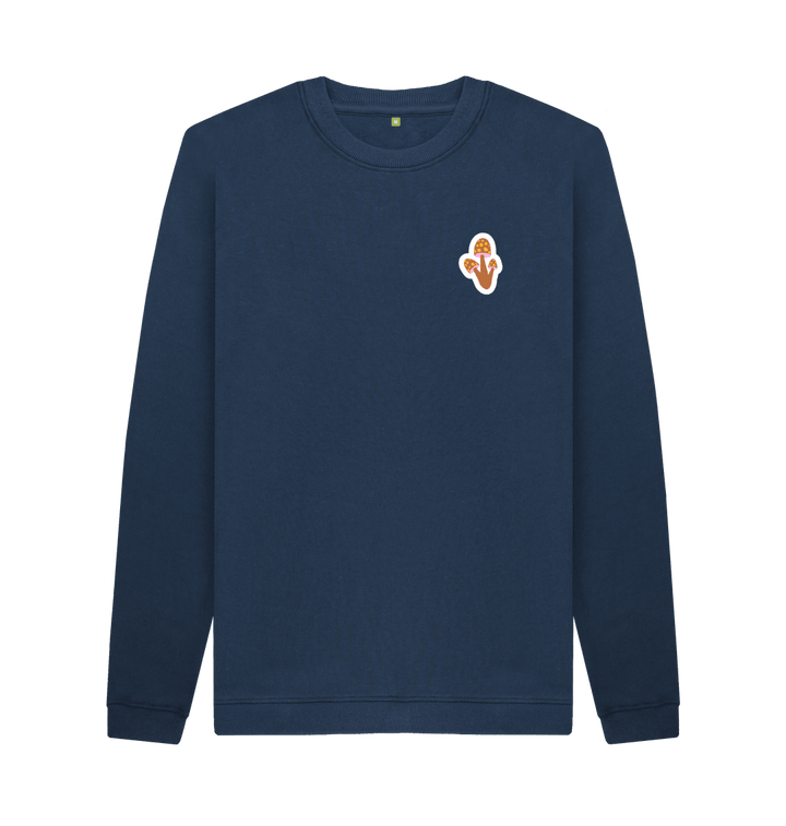 Navy Blue Printed Sweater Front