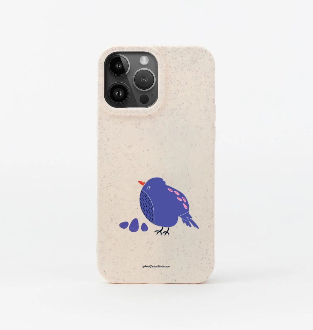 Blue Pouf Bird Eco-Friendly Phone Case (Oatmeal)