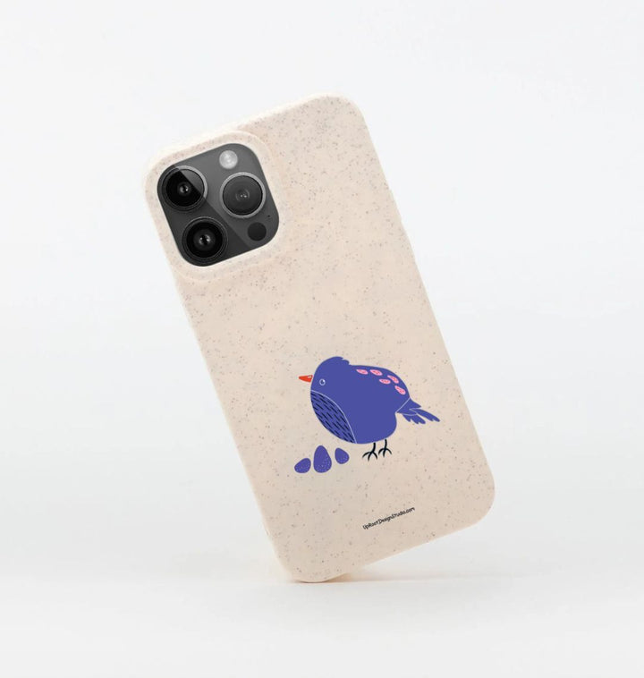 Blue Pouf Bird Eco-Friendly Phone Case (Oatmeal)