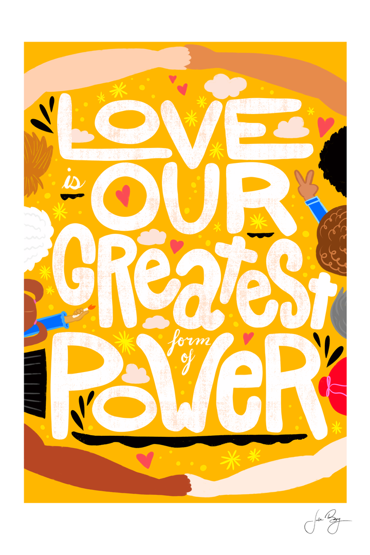 "Love is Our Greatest Form of Power" Hand-Drawn Eco-Greeting Cards