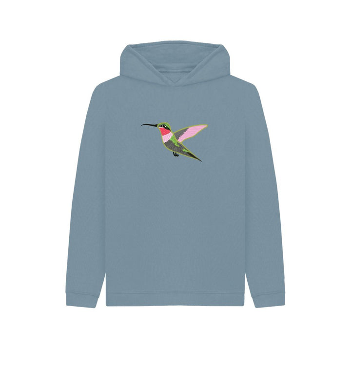 Stone Blue Hummingbird Pullover Hoodie (Kids)