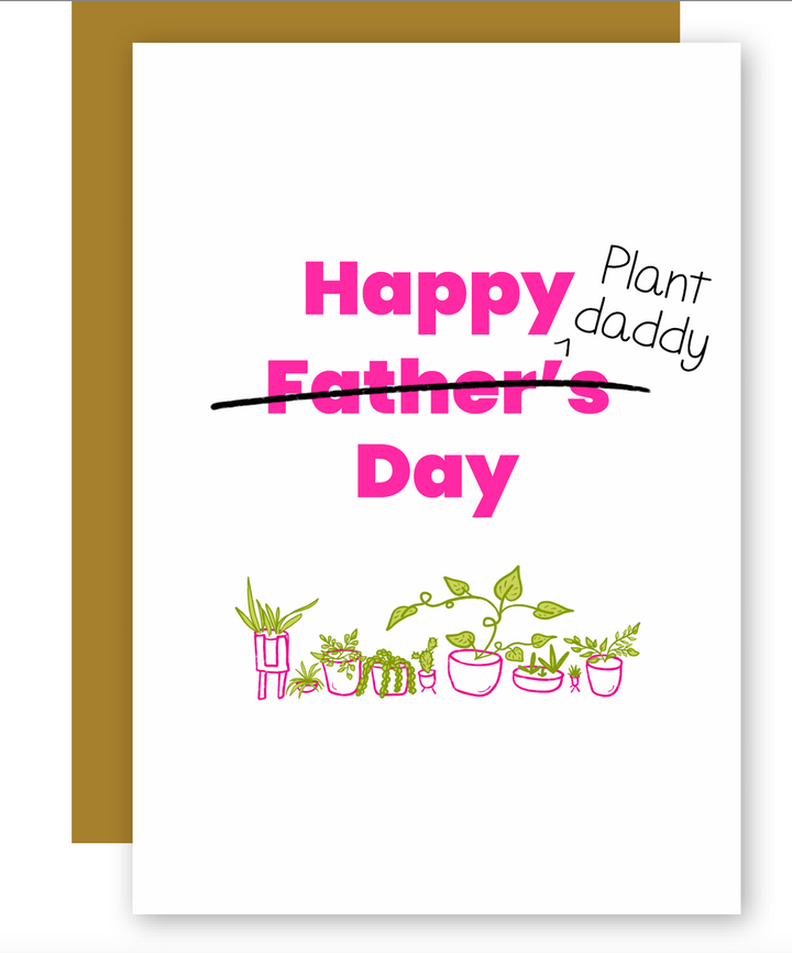 Happy Father's Plant Daddy Day w. Houseplants Greeting Card + Matching Envelope (Occasion)