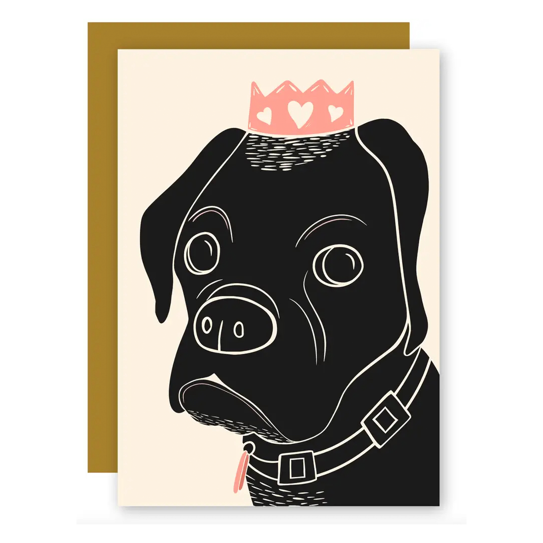 Queen Maud Pug Dog - Pet Lover Humor Greeting Card + Matching Envelope (Everyday)