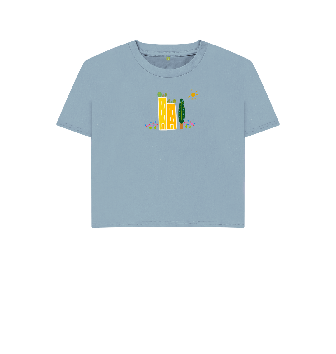 Stone Blue Printed T-shirt Front