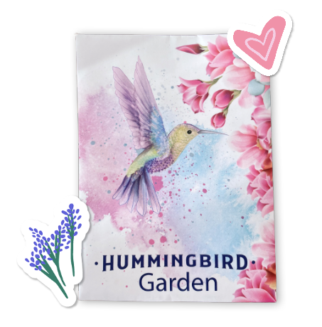 Hummingbird Garden Greetings Kit w. Non-GMO "Hummingbird Garden" Packet w. Seeds, Infosheets + Hummingbird Greeting Card (Celebrate Pollinators)