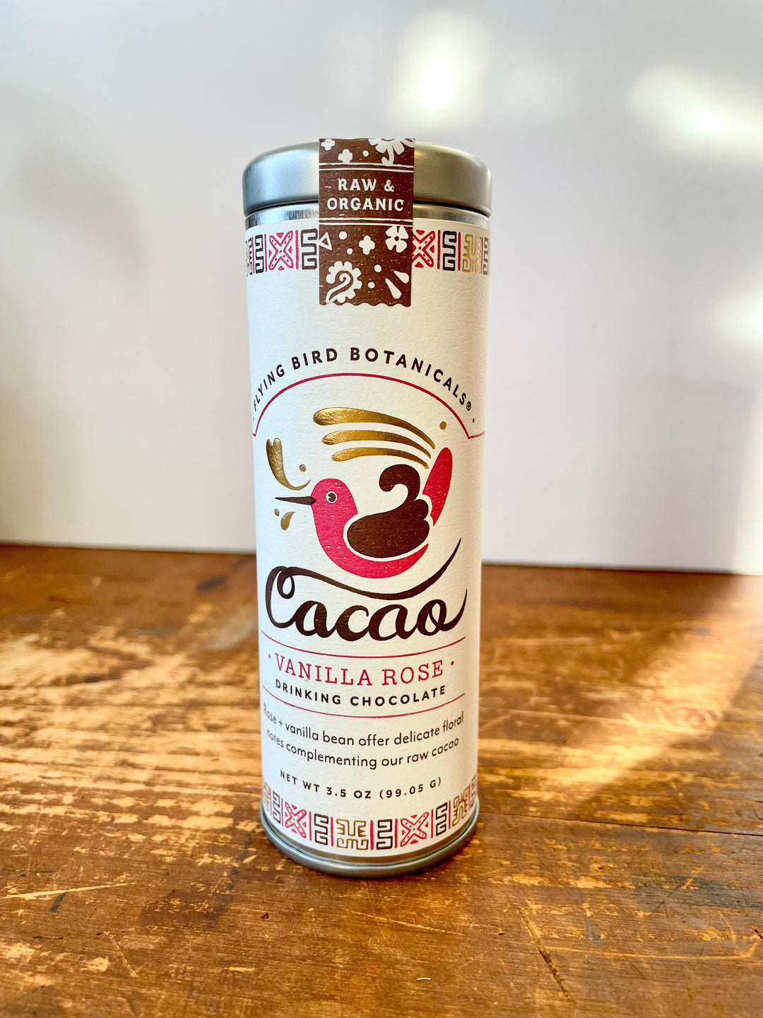 Organic Vanilla Rose Drinking Chocolate (Cacao) Tin