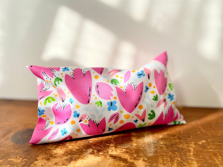 Scented Serenity Eye Pillow - Breezy Tulips Pattern w. Black Details (Grow & Bloom Collection)