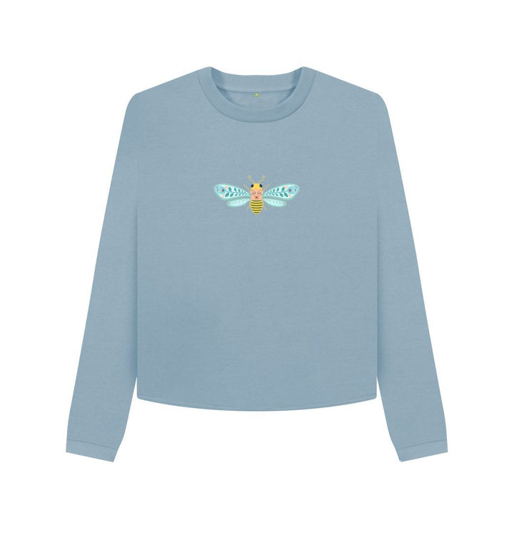 Stone Blue Cozy Bee Pullover (Adult - Rose, Light Green & Dusty Blue)